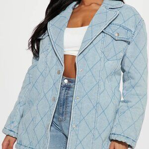 New Fashion Nova Light Blue Quilted Jacket